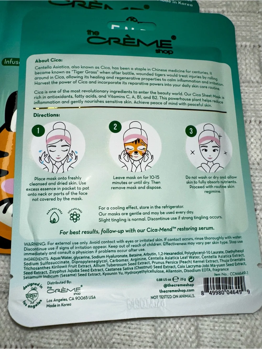 CICA-M Animal Face Mask — Green Tiger Design
